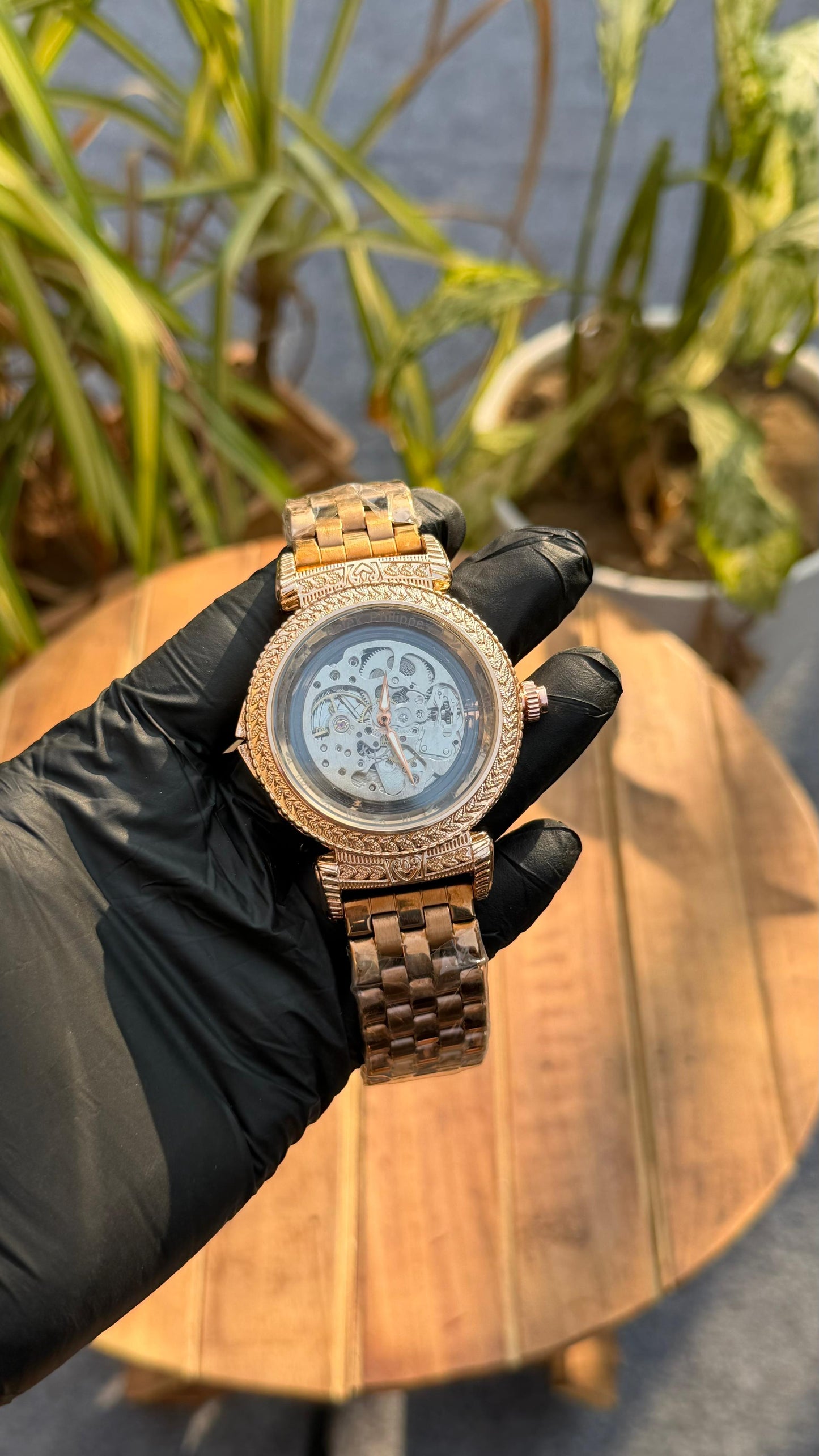 Luxury Skeleton Automatic Style Watch – Rose Gold Finish