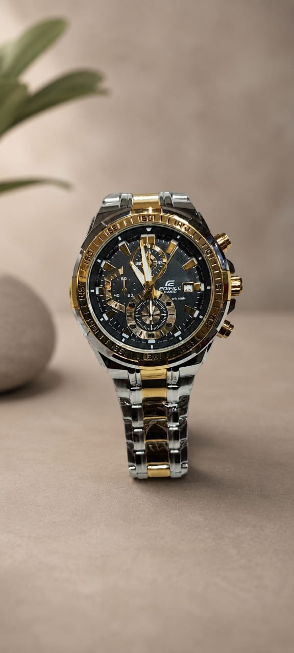 Premium Two-Tone Chronograph Men's Watch - Luxury Gold & Silver Stainless Steel Sport Edition