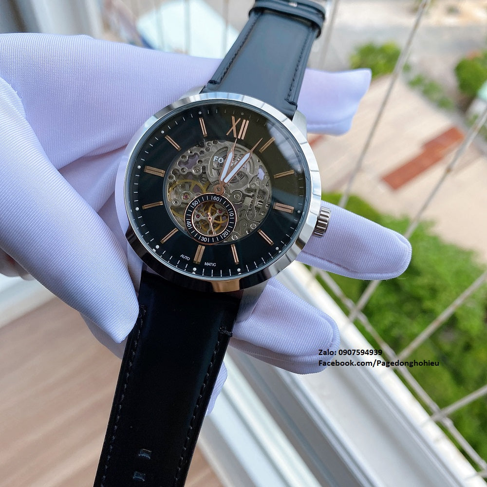 Luxury Automatic Skeleton Leather Strap Men's Watch – Black Dial | Premium Mechanical Wrist Watch