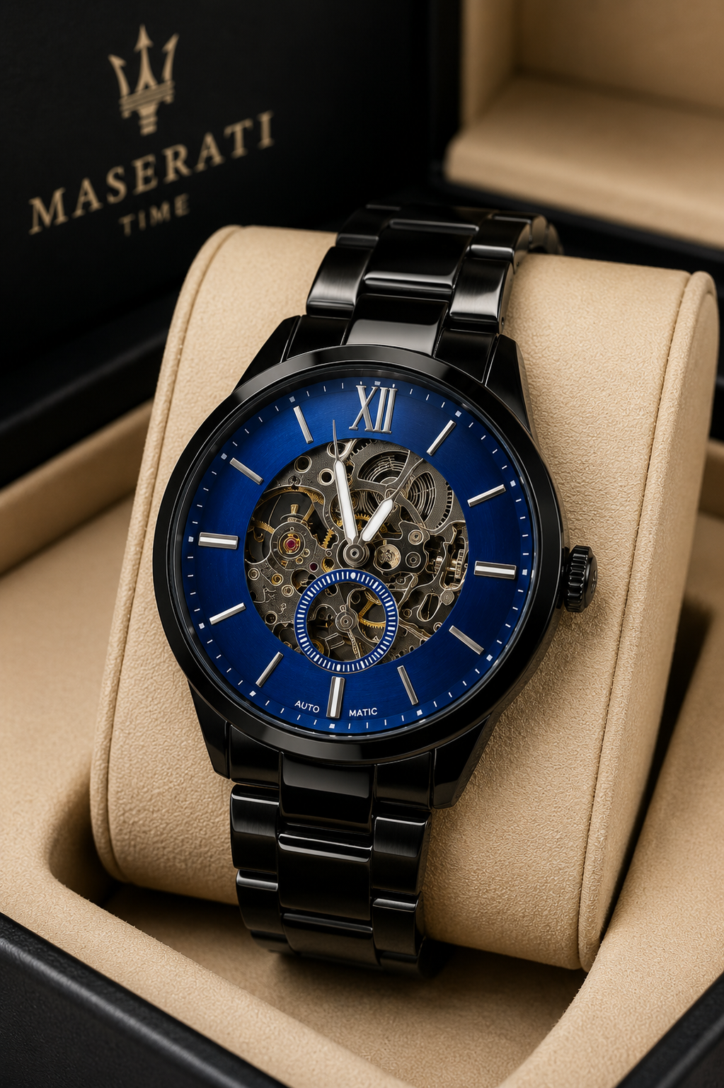 Luxury Automatic Skeleton Dial Stainless Steel Analog Watch