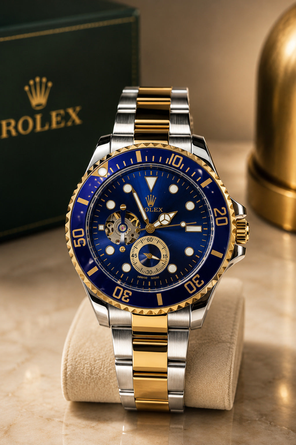 Luxury Blue Dial Stainless Steel & Gold-Tone Premium Watch