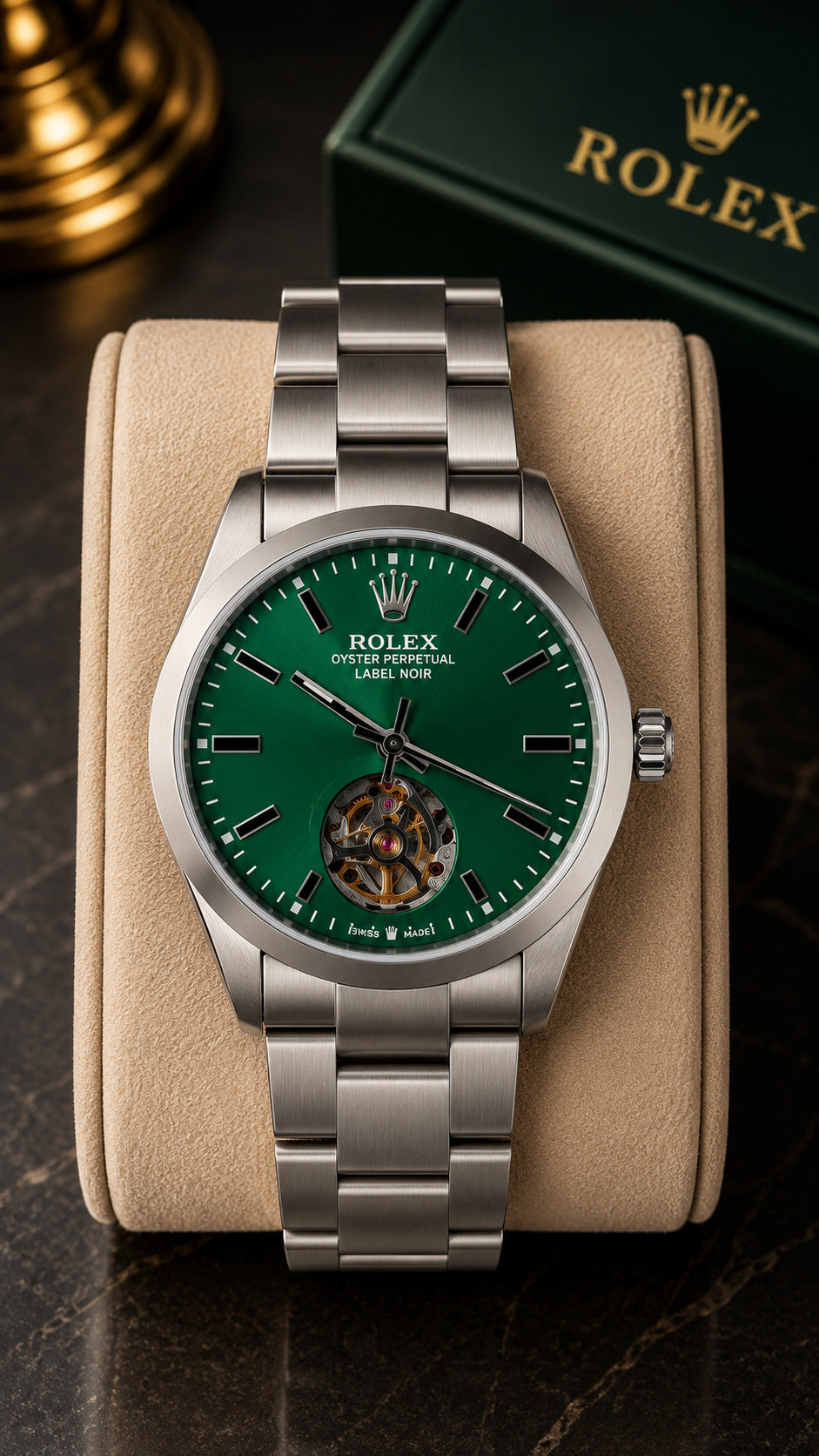 Luxury Stainless Steel Automatic Mechanical Watch with Green Dial