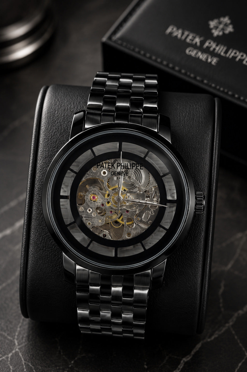 Luxury Skeleton Stainless Steel Analog Watch for Men