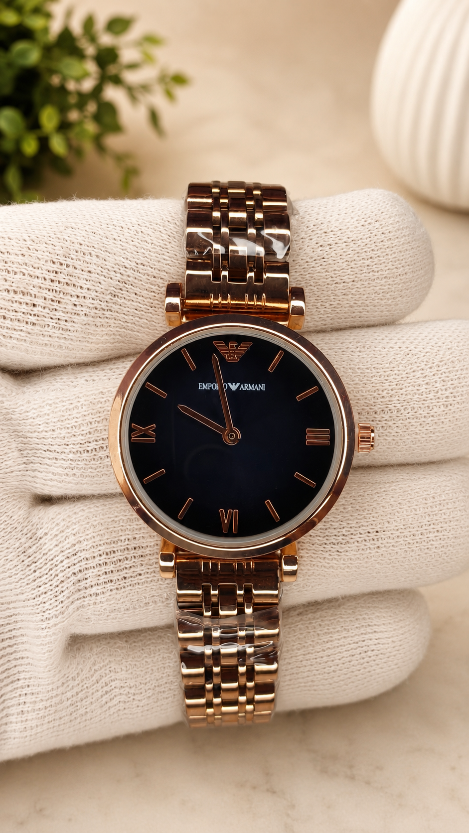 Elegant Rose Gold Women's Analog Watch – Black Dial | Premium Stainless Steel Strap