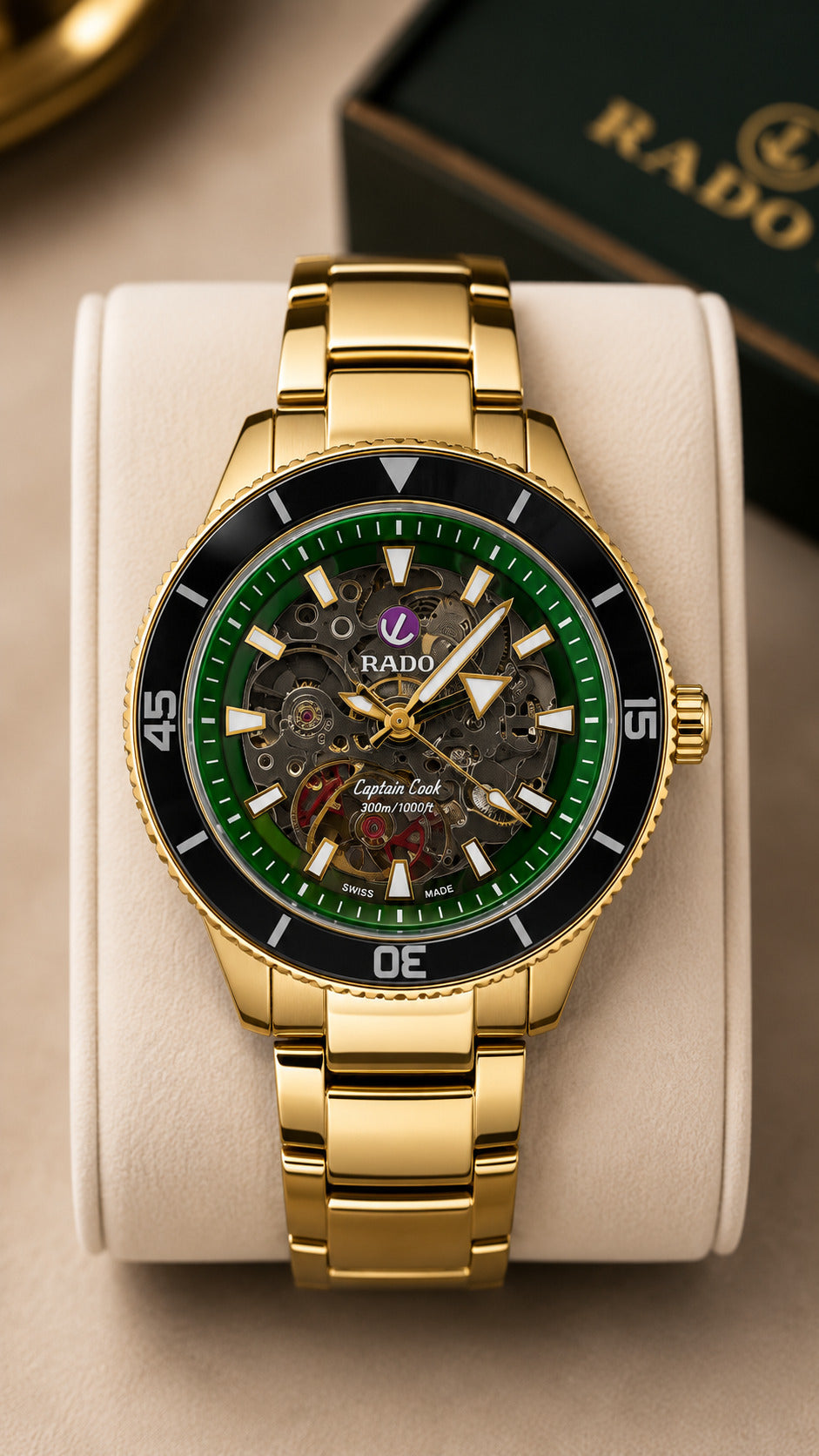 Luxury Gold Skeleton Automatic Stainless Steel Men's Watch – Premium Waterproof Mechanical Wristwatch
