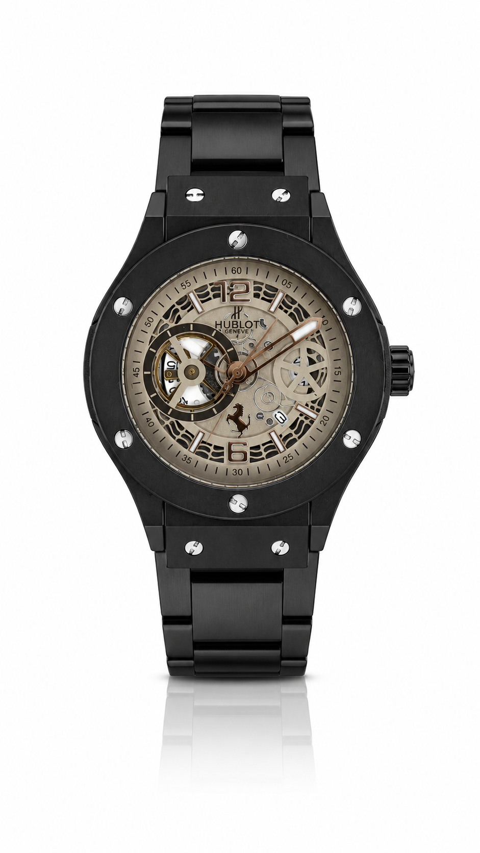 Luxury Skeleton Dial Men's Premium Black Wrist Watch