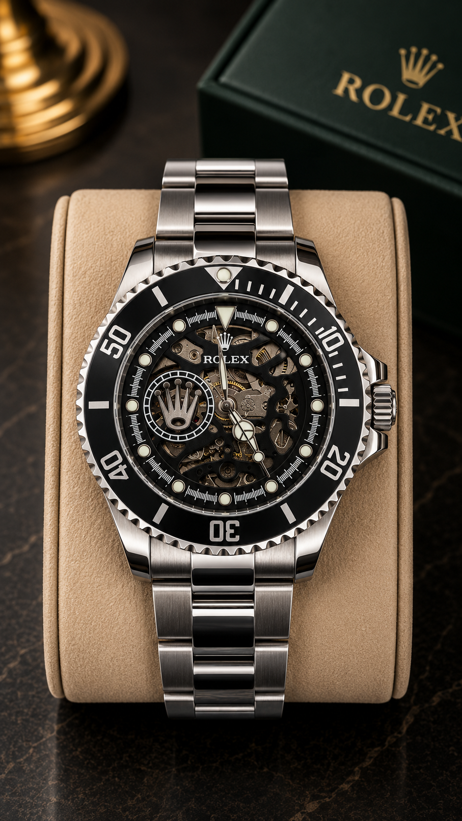 Premium Stainless Steel Automatic Skeleton Watch – Luxury Design