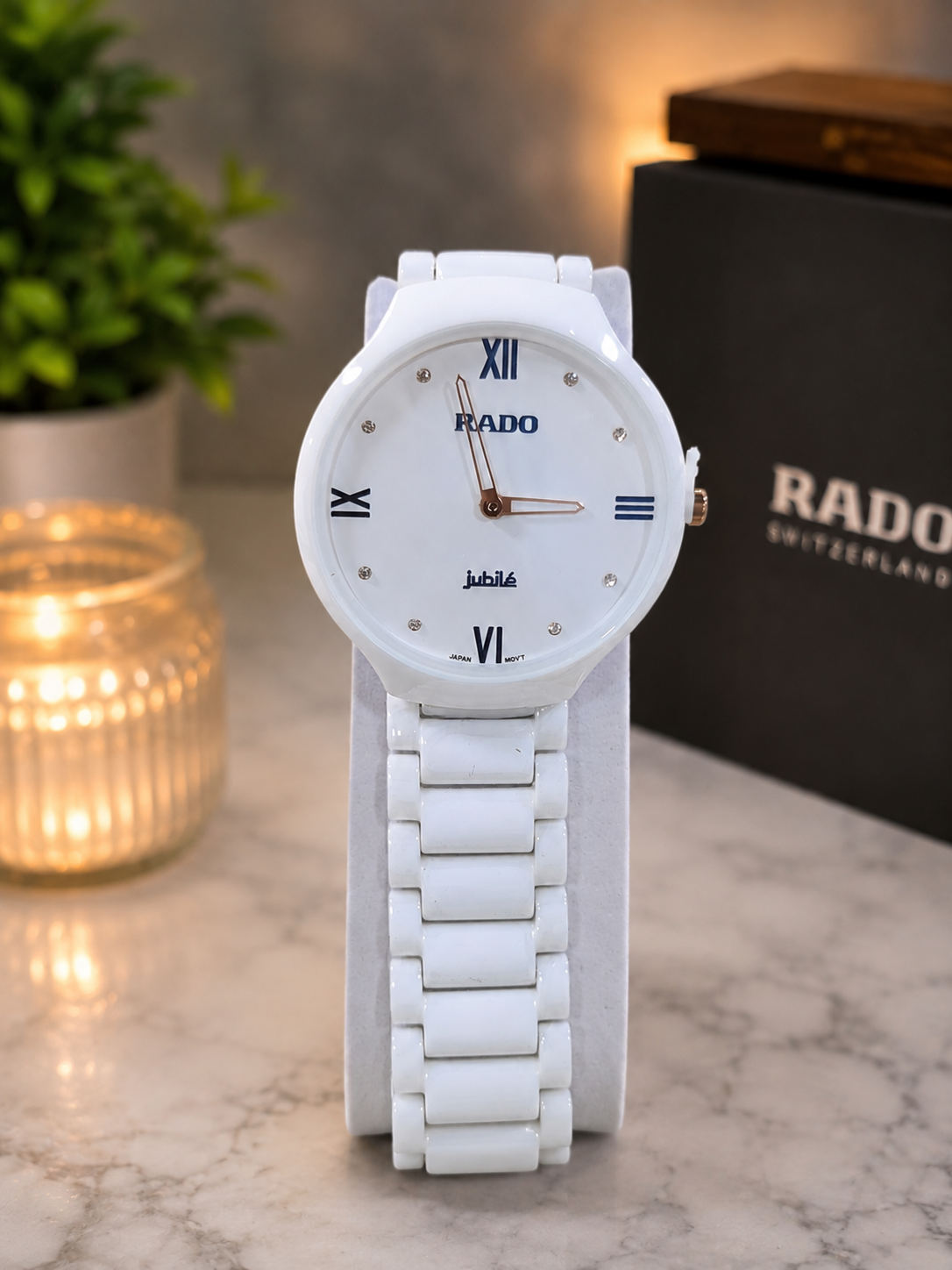 Premium White Ceramic Analog Wrist Watch – Elegant Minimalist Design
