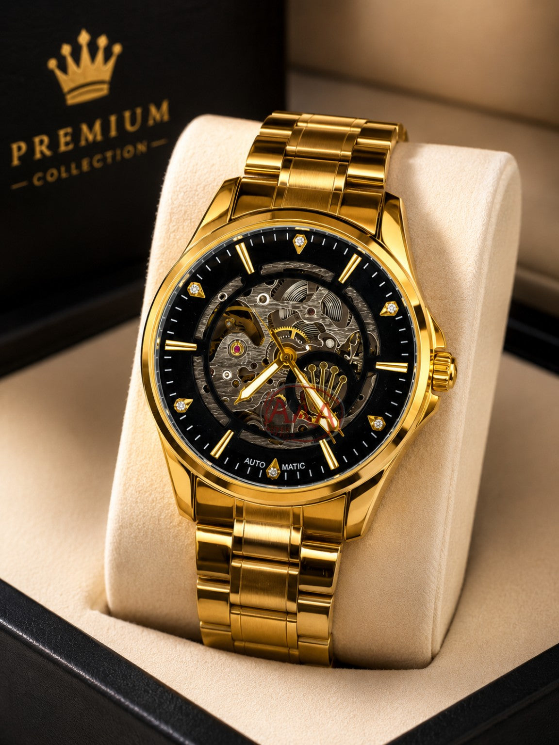 Luxury Gold Automatic Skeleton Watch for Men