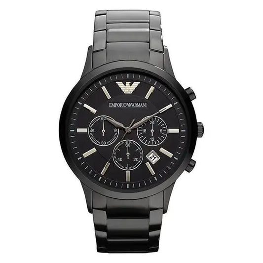 Premium All Black Chronograph Analog Watch for Men | Stainless Steel Strap | Black Dial | Date Display