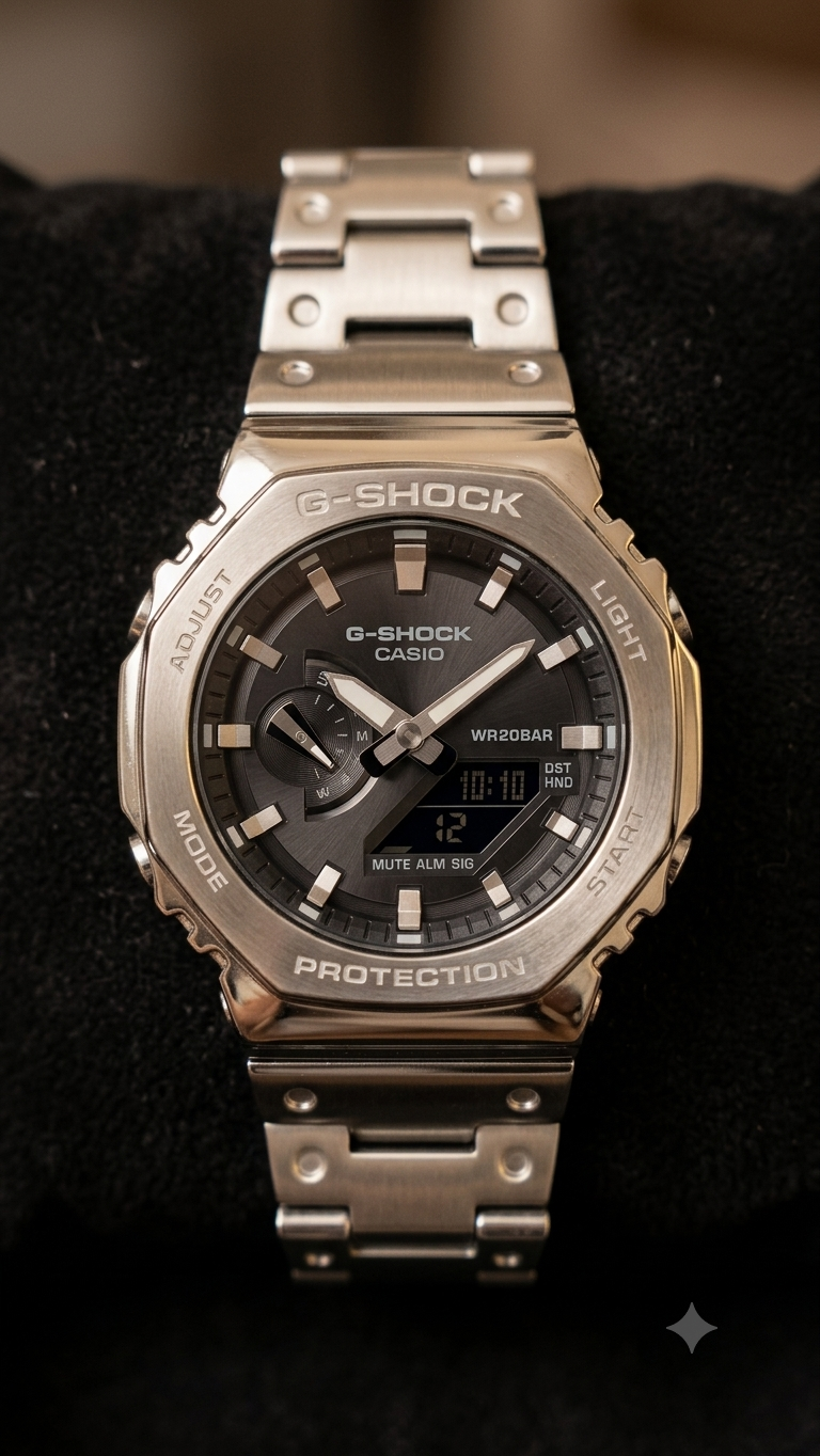 Premium Stainless Steel Analog-Digital Sports Watch – Shock Resistant | 200M Water Resistant | Metal Strap