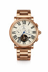 Luxury Automatic Mechanical Stainless Steel Men's Wrist Watch | Rose Gold Metal Strap | Roman Numeral Analog Dial