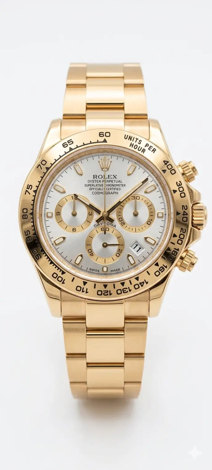 Premium Gold Chronograph Men's Watch - Luxury Stainless Steel Edition with Silver Dial