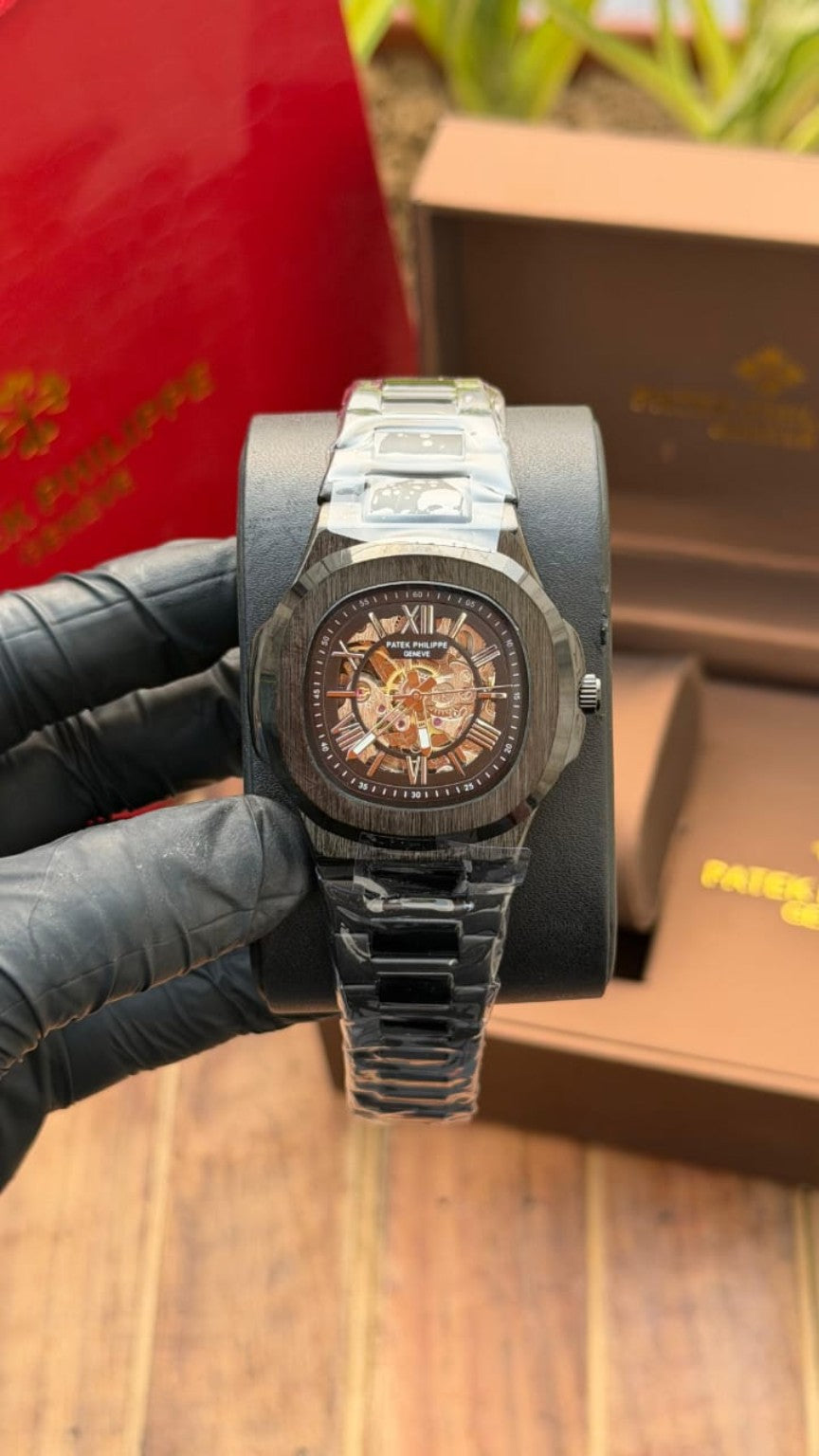 Luxury Skeleton Dial Stainless Steel Premium Wrist Watch