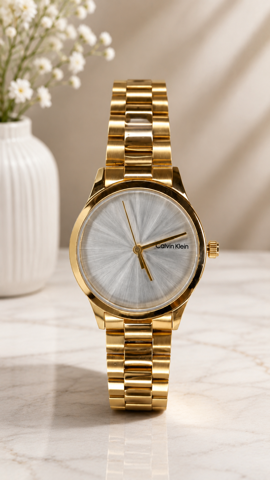Elegant Gold-Tone Stainless Steel Analog Wrist Watch for Women