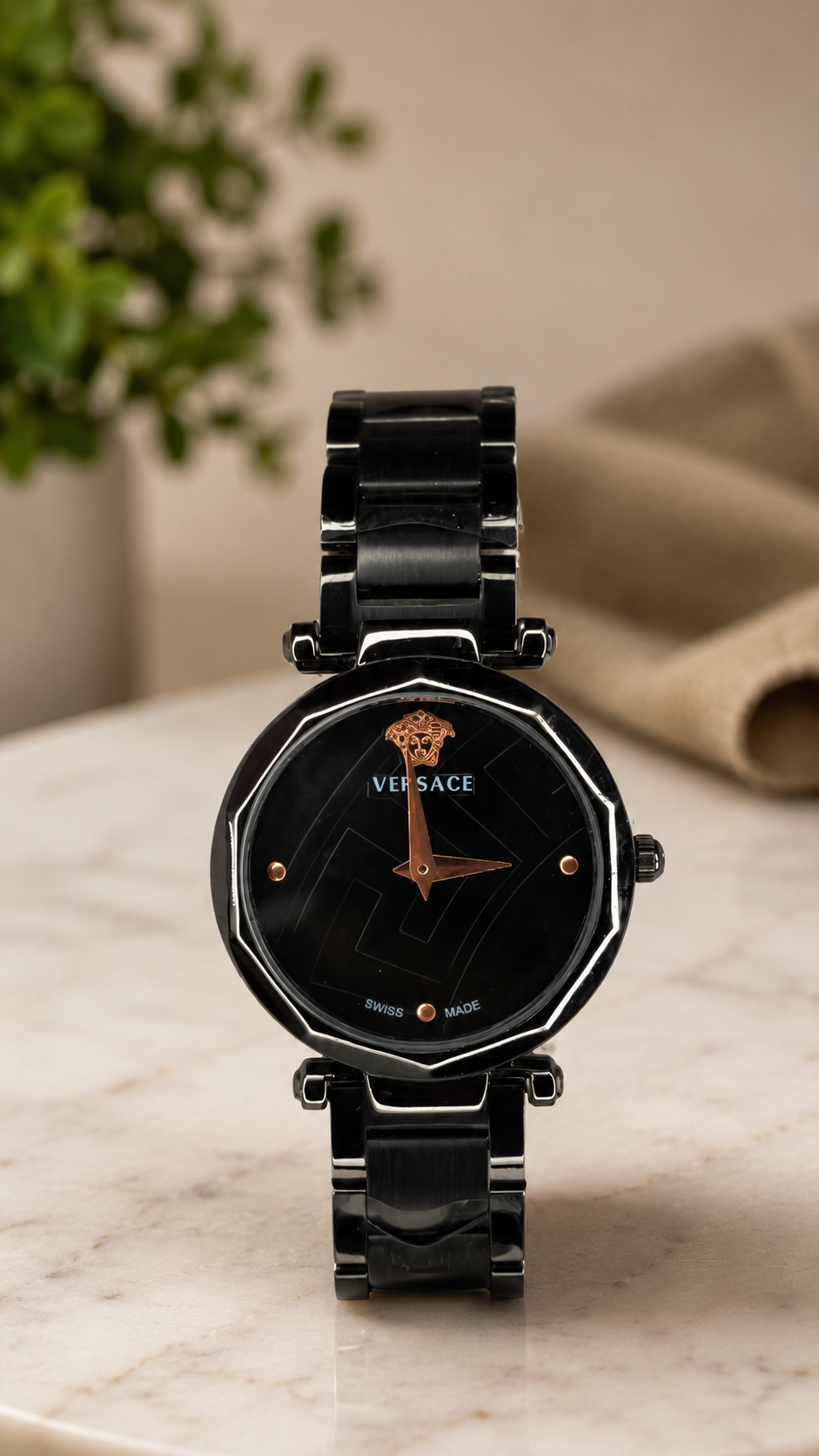Luxury Black Stainless Steel Analog Wrist Watch