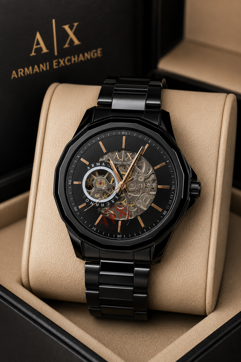 Luxury Black Skeleton Automatic Men's Watch – Premium Stainless Steel Strap