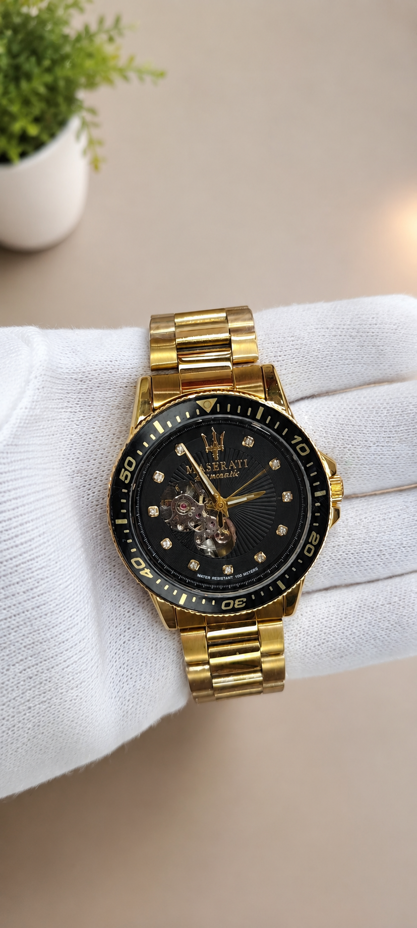 Luxury Gold & Black Open-Heart Automatic Men's Watch - Premium Stainless Steel Edition