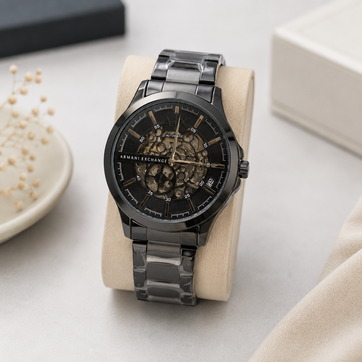 Premium Automatic Skeleton Dial Men’s Black Stainless Steel Watch