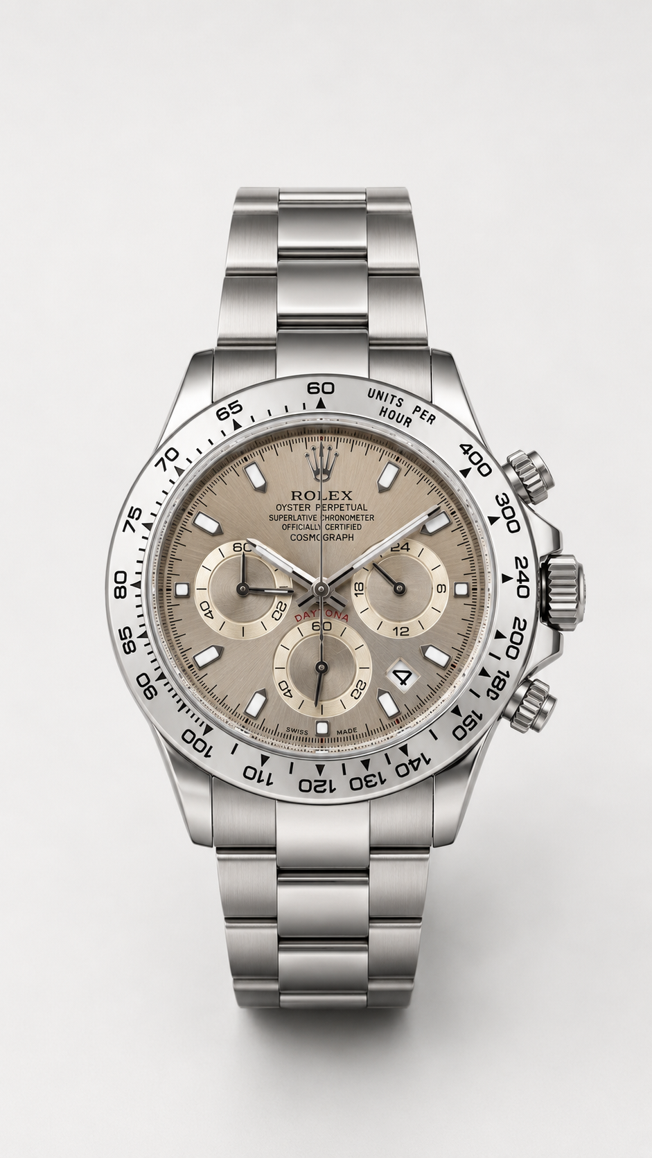 Luxury Stainless Steel Chronograph Watch for Men – Champagne Dial & Silver Bracelet