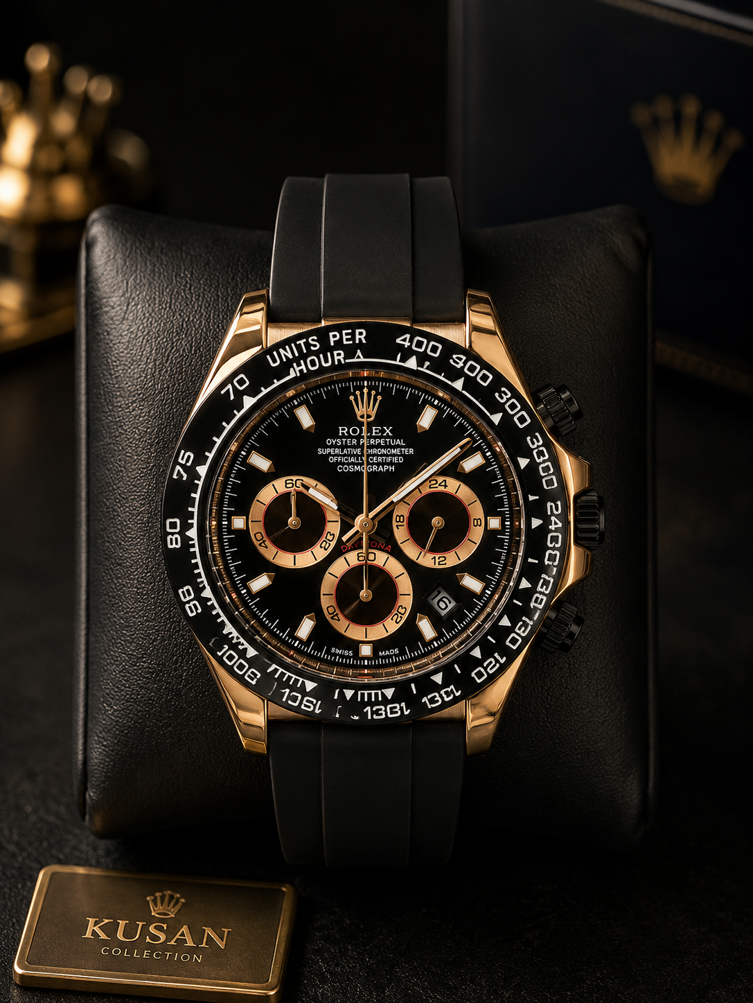 Luxury Black & Gold Chronograph Style Men's Watch – Premium Silicone Strap