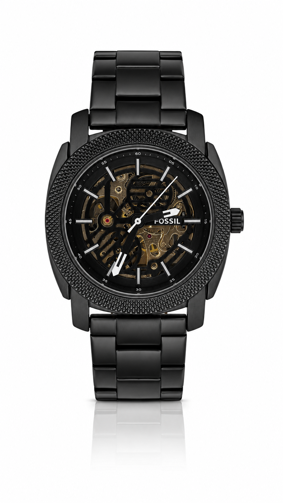 Men's Automatic Skeleton Stainless Steel Watch – Black Metal Strap | Premium Mechanical Timepiece