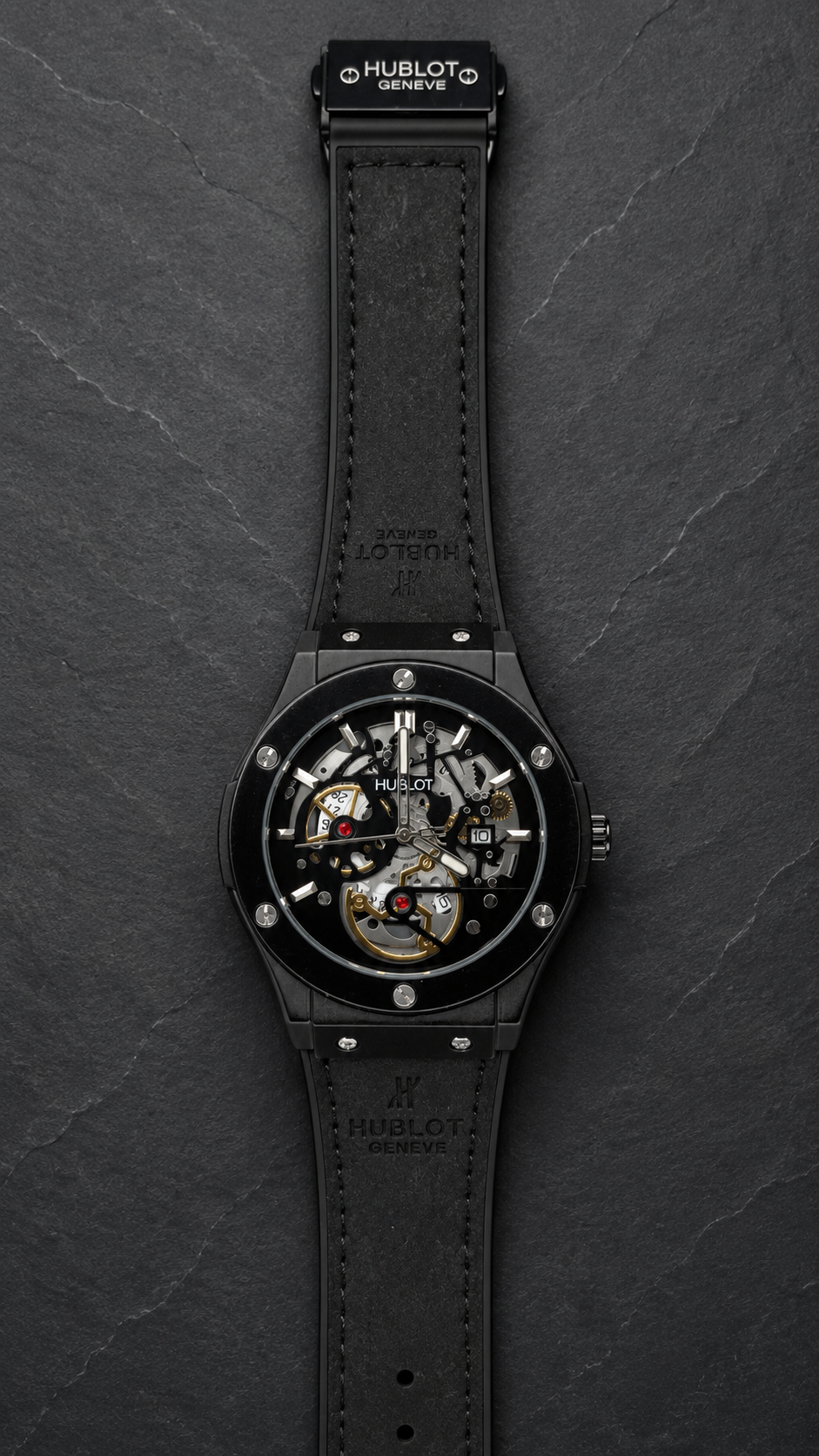 Premium Skeleton Dial Men's Watch – Black Edition