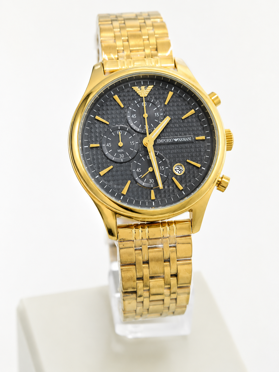 Luxury Gold-Tone Stainless Steel Chronograph Watch for Men