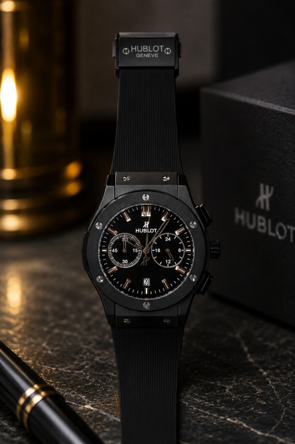 Premium Black Chronograph Wrist Watch for Men