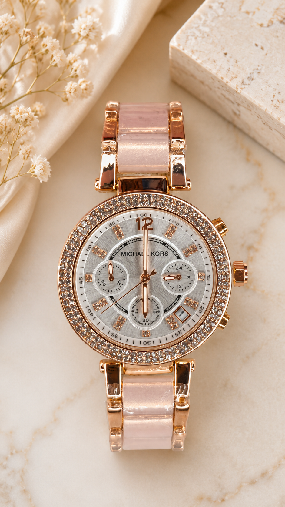 Luxury Rose Gold Crystal Dial Women's Analog Watch