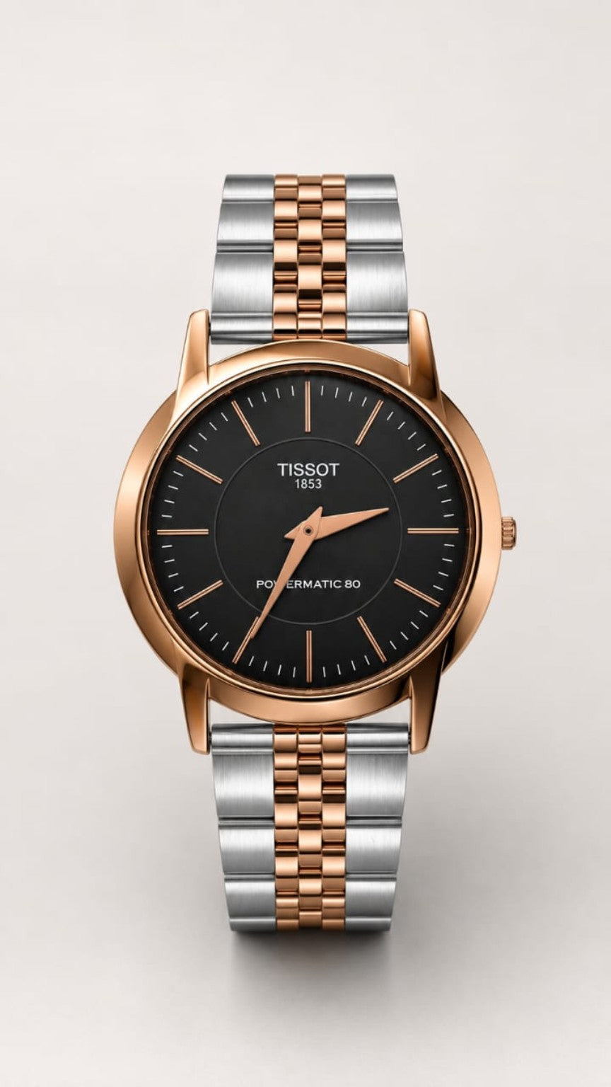 Premium Automatic Stainless Steel Men's Watch – Rose Gold & Silver Finish