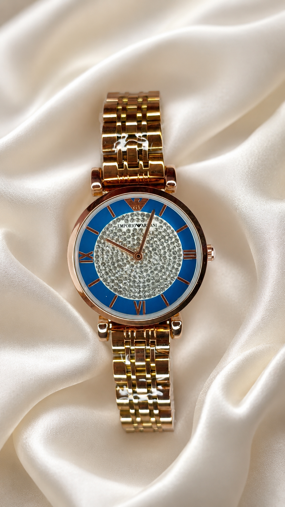 Luxury Rose Gold Crystal Dial Women's Analog Watch