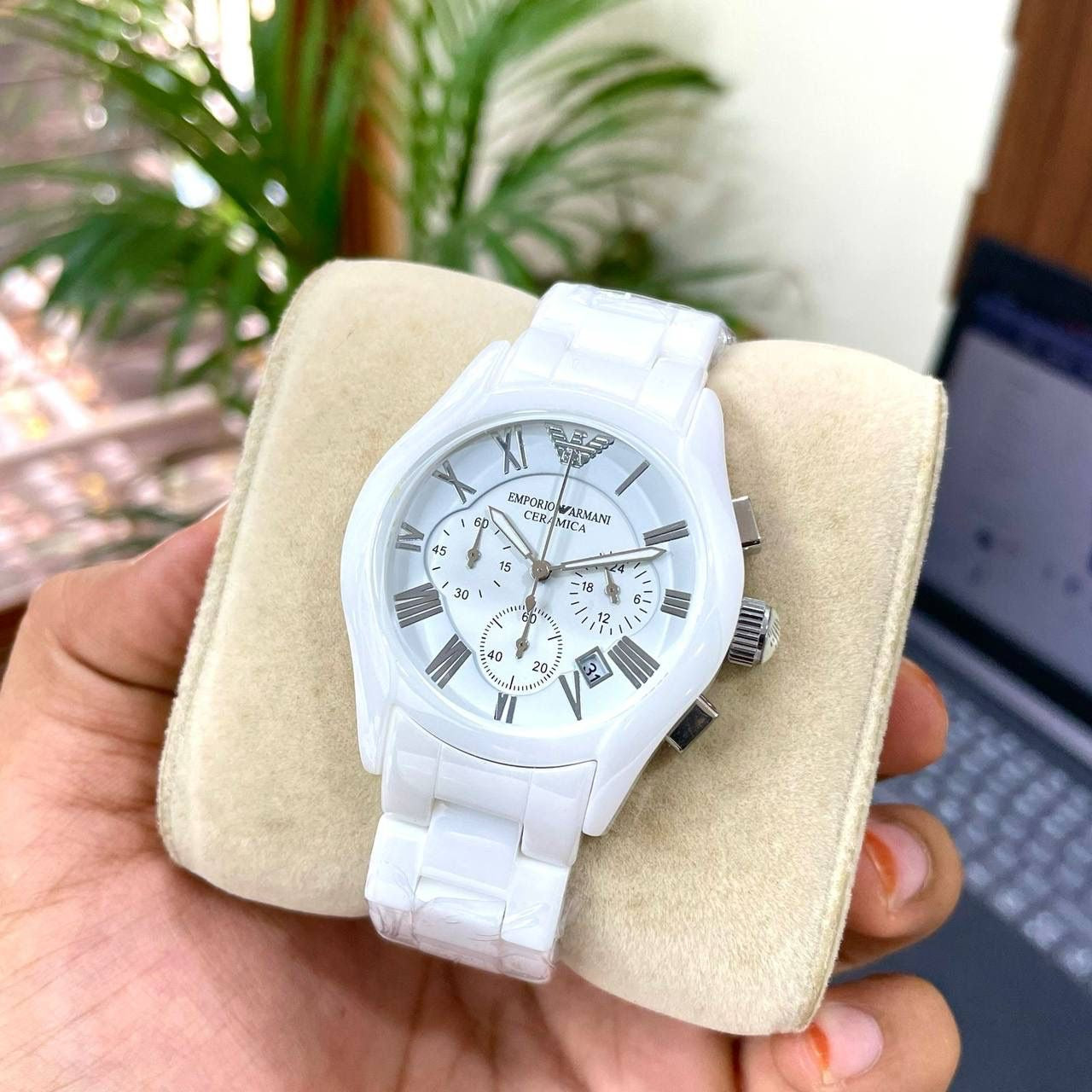 Luxury White Ceramic Chronograph Watch for Men