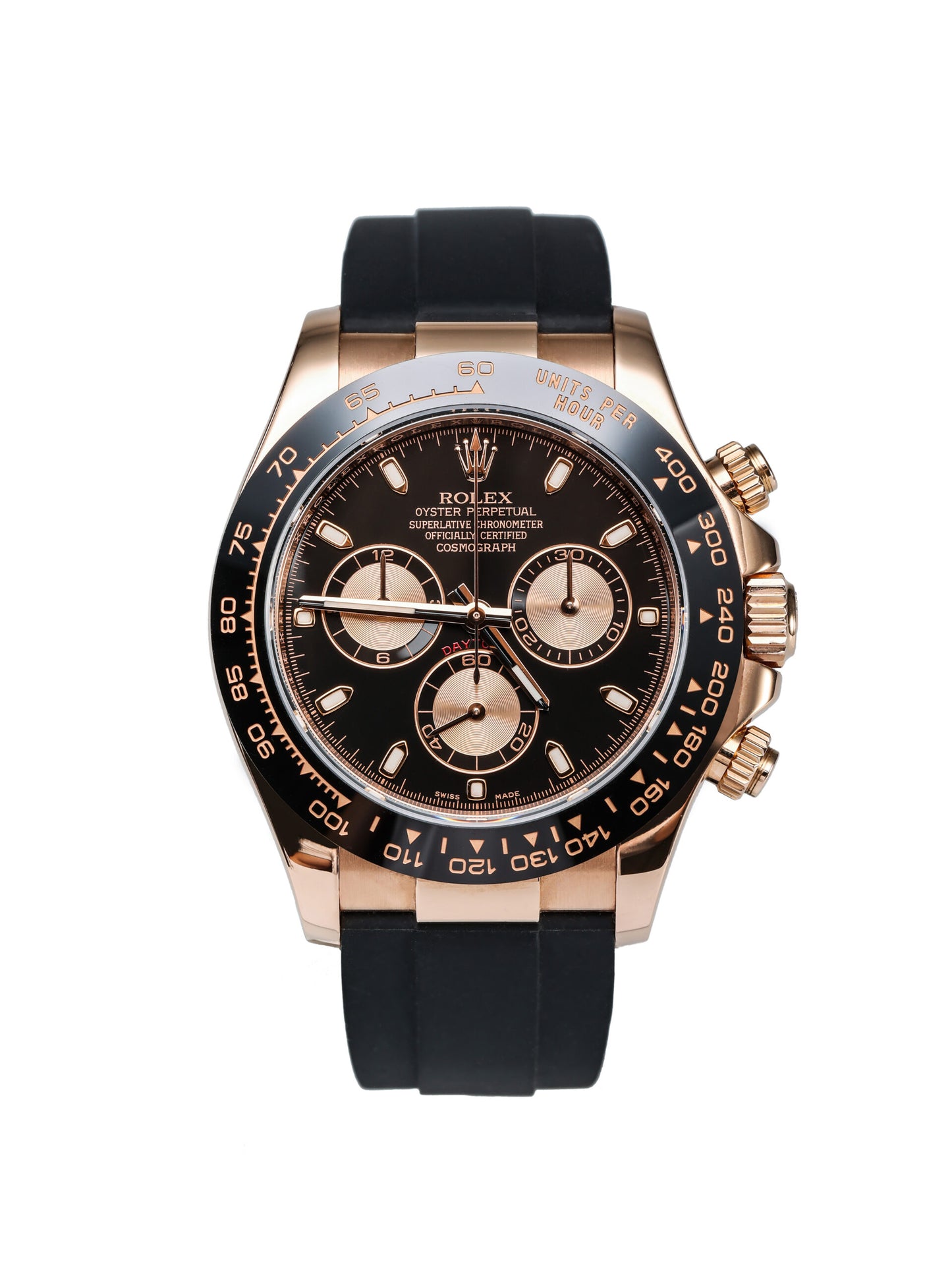 Luxury Rose Gold Black Chronograph working Men's Watch | Premium Silicone Strap Analog Wrist Watch