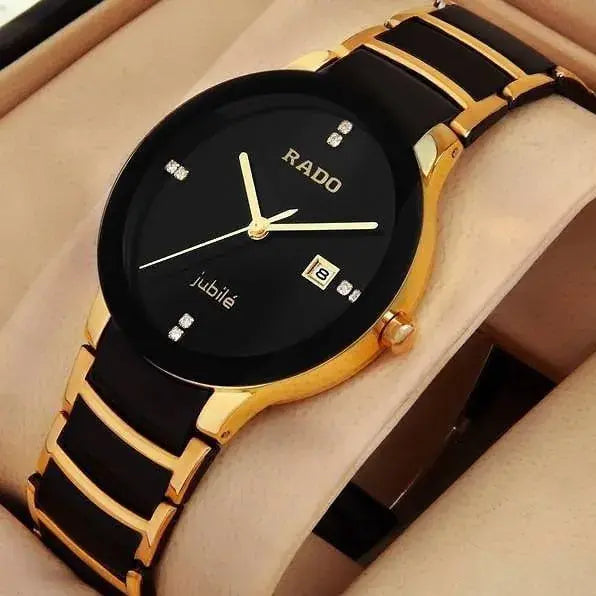 Premium Black & Gold Analog Watch for Men | Stainless Steel Strap | Luxury Casual & Formal Wrist Watch